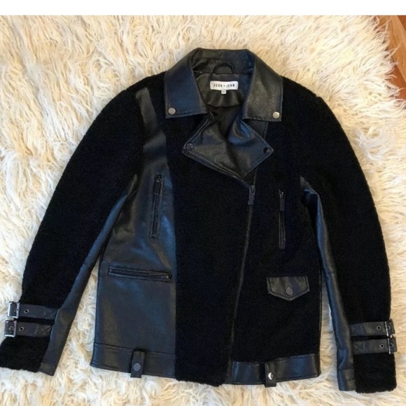 Anthropology JOHN+JENN Sherpa biker jacket m/l - Picture 2 of 4